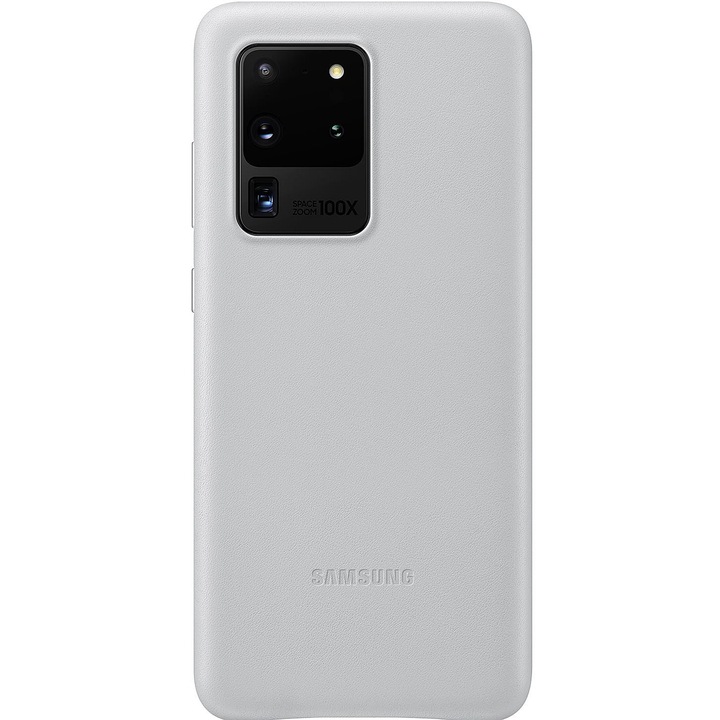 Капак за Samsung Galaxy S20 Ultra 5G G988 / S20 Ultra G988, кожен калъф, сив EF-VG988LSEGEU