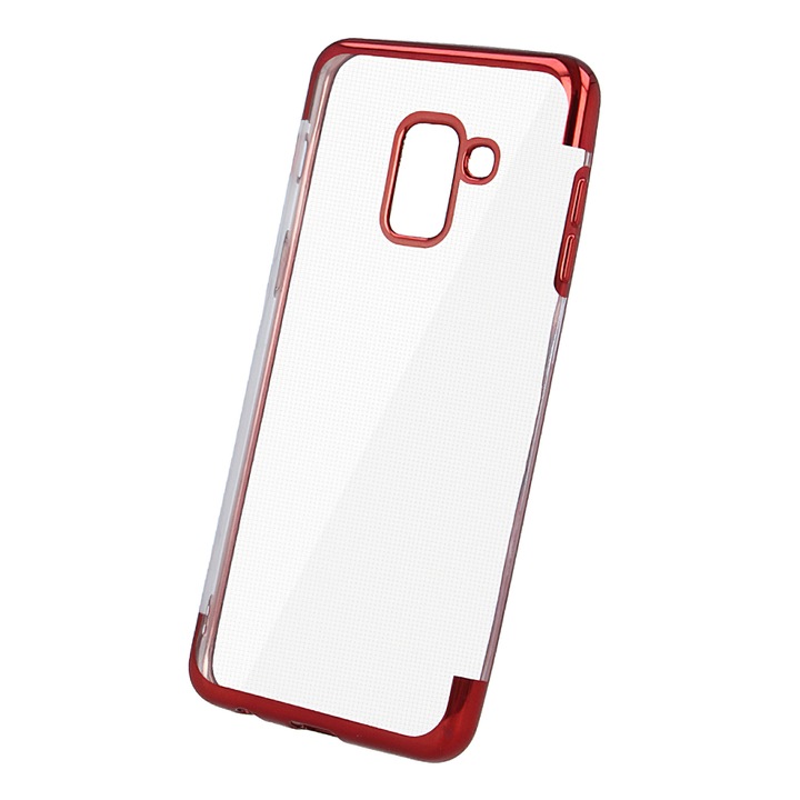 Кейс за Samsung Galaxy A41 A415, Electro Red, Прозрачен