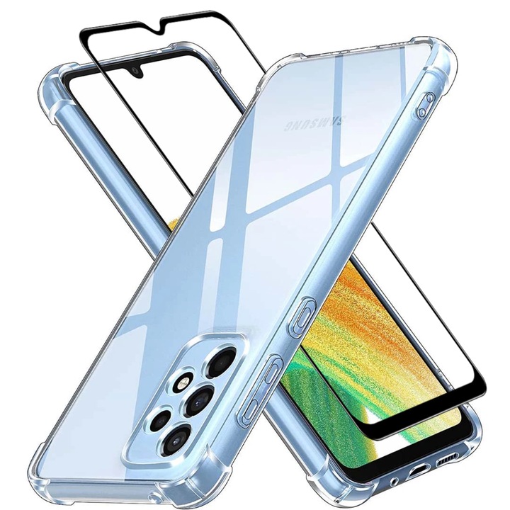 Set Full Protection Antisoc, Transparent pentru Samsung A33, Protectie integrala