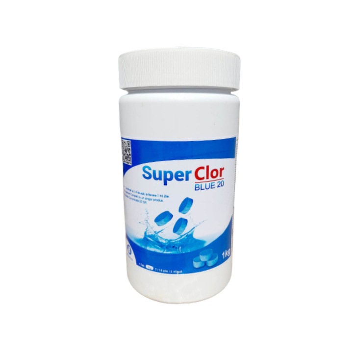 Dezinfectant pe baza de Clor pentru Piscine, SuperClor Blue 20 Tab 20 Gr, 1kg