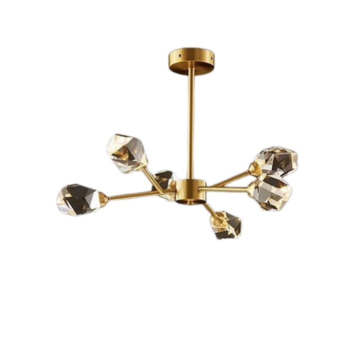 Candelabru echipat cu LED, 30W, tricolor (2700K/4000K/6500K), corp aluminiu, abajur cristal, 75x75x45cm, Crystal M