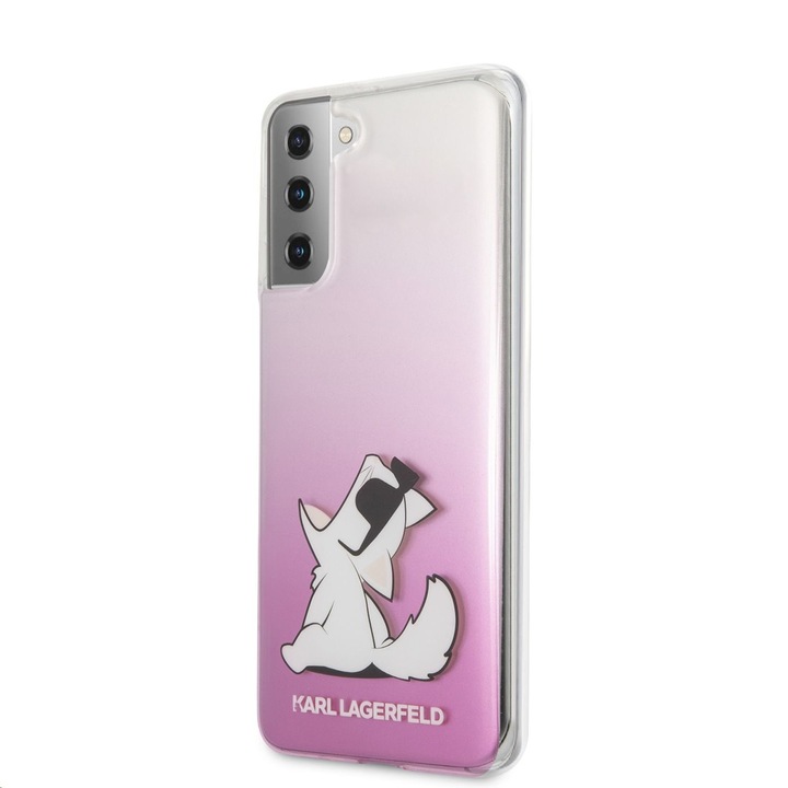 Husa pentru Samsung Galaxy S21+ 5G G996, Karl Lagerfeld, Choupette Fun, Roz KLHCS21MCFNRCPI