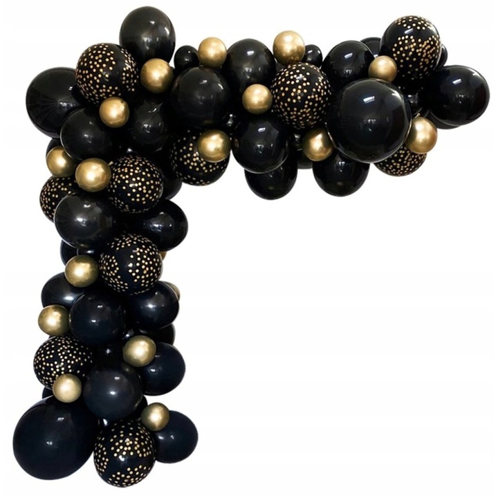 Set 87 baloane pentru ghirlanda, Latex, Auriu/Negru