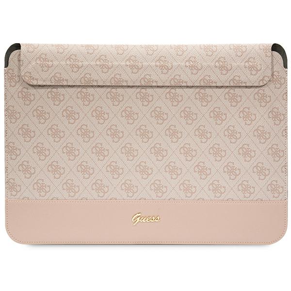 Husa laptop, Guess, Poliuretan/Piele ecologica, 14 inch, Roz