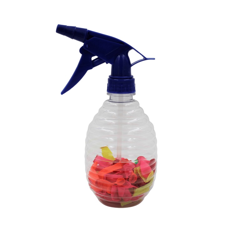 Комплект водни балони в бутилка с пулверизатор, син