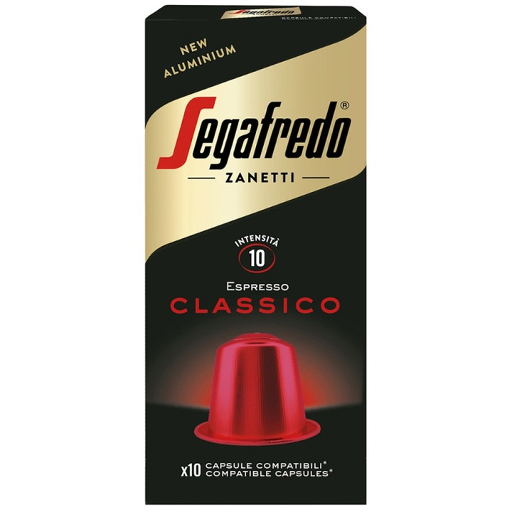 Alumínium kávékapszula Segafredo Espresso Classico, Nespresso rendszerhez, 10/12 erősség, 55 g, 10 db
