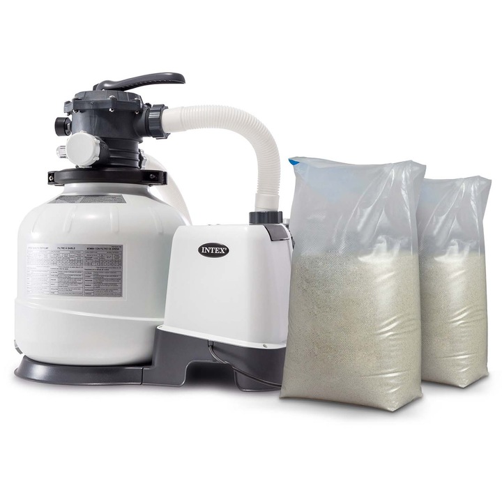 Комплект пясъчна филтърна помпа Intex 10500 л/ч и пясък 50 кг