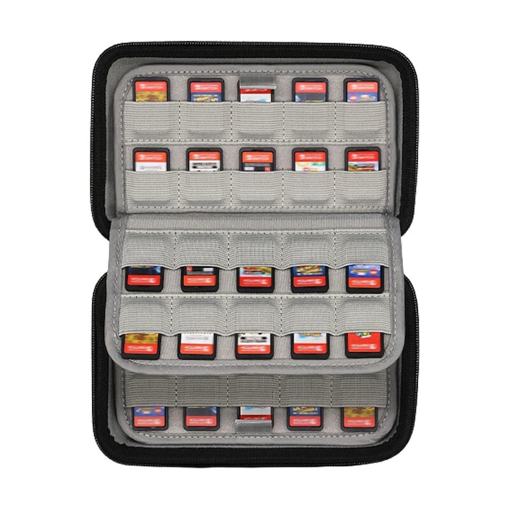 Nintendo játék SD kártya tárolótok, Sundiguer, polikarbonát, Switch OLED/Lite kompatibilis, 80 slot, fekete