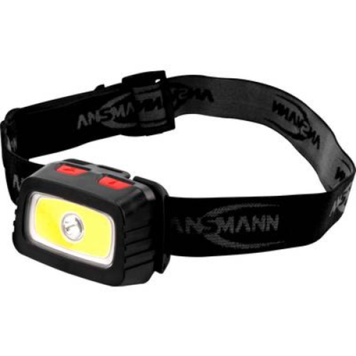 Челник, Ansmann, Пластмаса, HD200B LED, Захранван от батерии, 185 lm, 15 часа, Черен