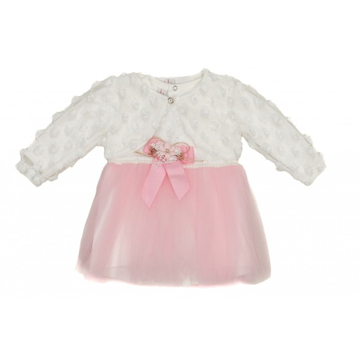 Rochita eleganta 481, cu bolero tip plasa, Roz, Roz