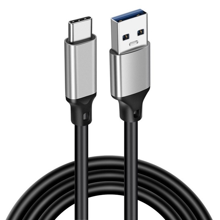 Cablu de date, PARAFASA, USB-C/USB, 2m, Negru/Argintiu