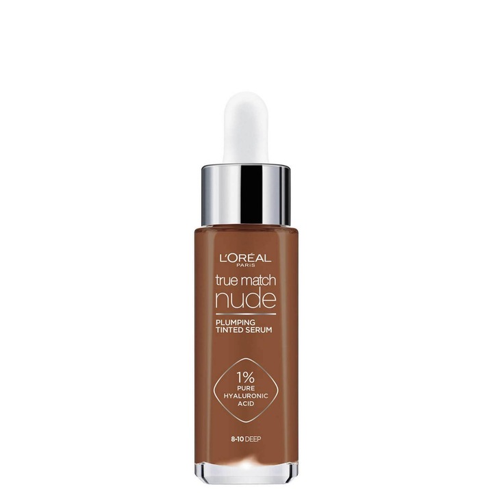Baza nuantatore in stare lichida, L'oreal Paris revitalizanta si hranitoare cu acid hialuronic pur, deep bronze pentru nuantarea uniforma pielii, ofera stralucire de lunga durata,30ml