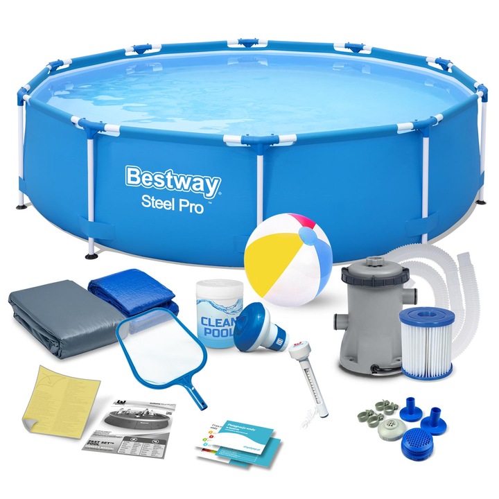 Плувен басейн, Bestway, PVC, 305 x 76 см, 16в1, син