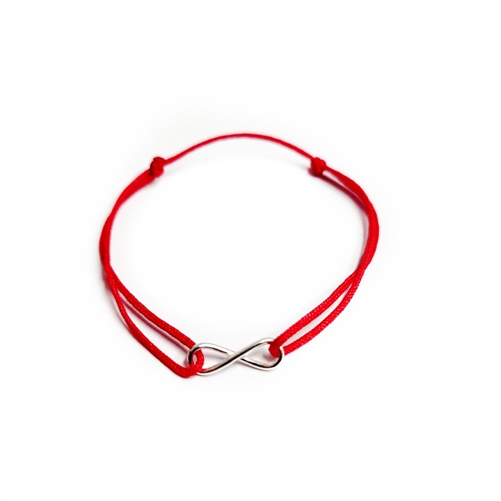 Bratara Bebe din Argint 925, reglabila cu charm Infinit si snur rosu de matase