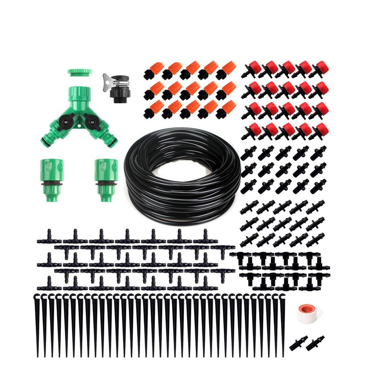 Sistem de irigare pentru gradina, NIERBO®, Plastic, 40m, 159pcs, Multicolor