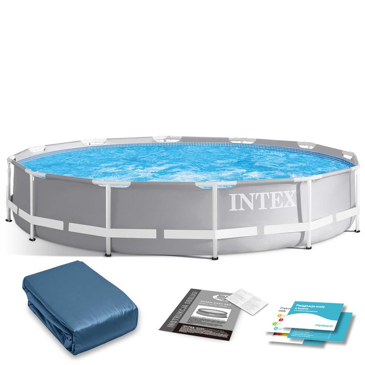 Комплект градински басейн, INTEX, PVC, 366 х 76 см, многоцветен