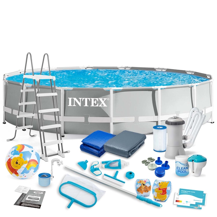 Комплект градински басейн, INTEX, PVC, 457 x 107 см, 21в1, многоцветен