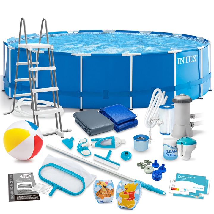 Комплект басейн, INTEX, PVC, 457 x 122 см, 21в1, многоцветен