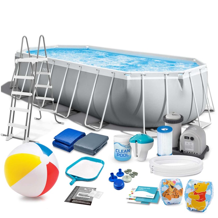 Комплект басейн, INTEX, PVC, 610 x 305 x 122 cm, 18in1, многоцветен