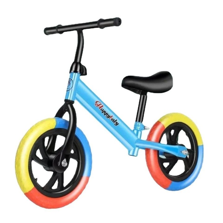 Bicicleta fara pedale pentru copii 2-5 ani reglabila, roata 12 inch, albastru