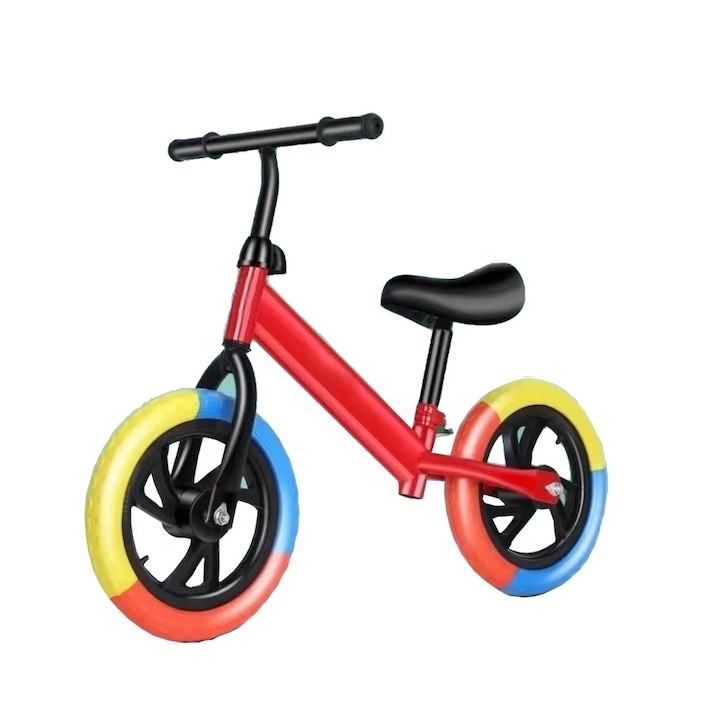 Велосипед без педали, Детски, Регулируем, Червен, 2-5 години, Колело 12 цола
