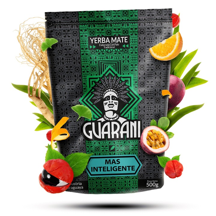 Yerba Mate Tea, Guarani, Mas Inteligente, Paraguayi Füstölt, Energizáló Tartalmaz port és ágacskákat, Tökéletes Melegen és Hidegen Fogyasztva, 500g