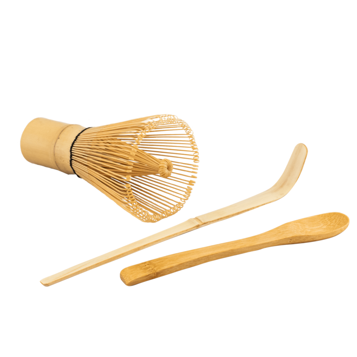 Matcha tea kiegészítő készlet, chasen seprű, chashaku spatula, teáskanál