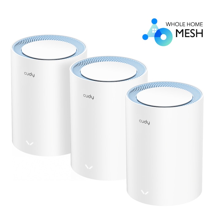 4 db router készlet, Cudy, MESH, M1200 LAN/WAN Wi-Fi 5 AC1200, fehér