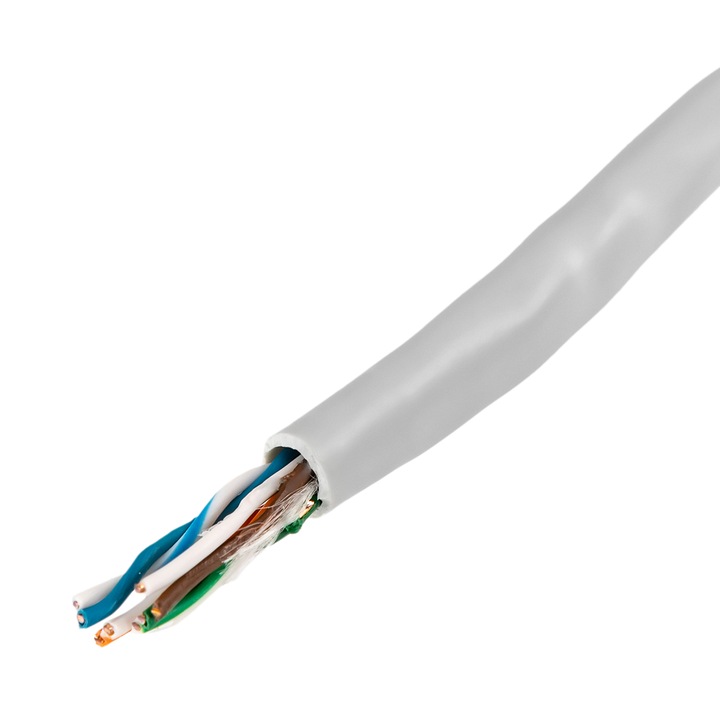 Cablu retea, Sapcetronik, CAT5e U/UTP, AWG24 CU PVC OD 5.0 Eca, Gri deschis, 305 m