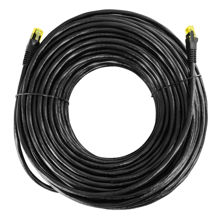 Cablu de retea, Spacetronik, Mufat 2 x RJ45, CAT 6 U/UTP AWG24, PVC/PE, 40 m, Negru