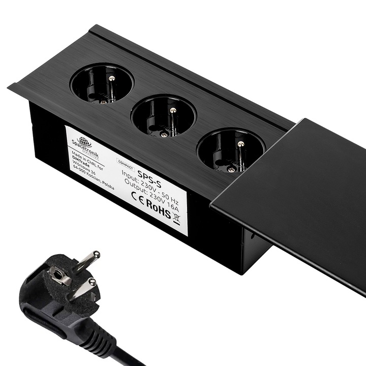 Контакт за плот, Spacetronik, 250 V, Алуминий, 19.7x10 см, Черен