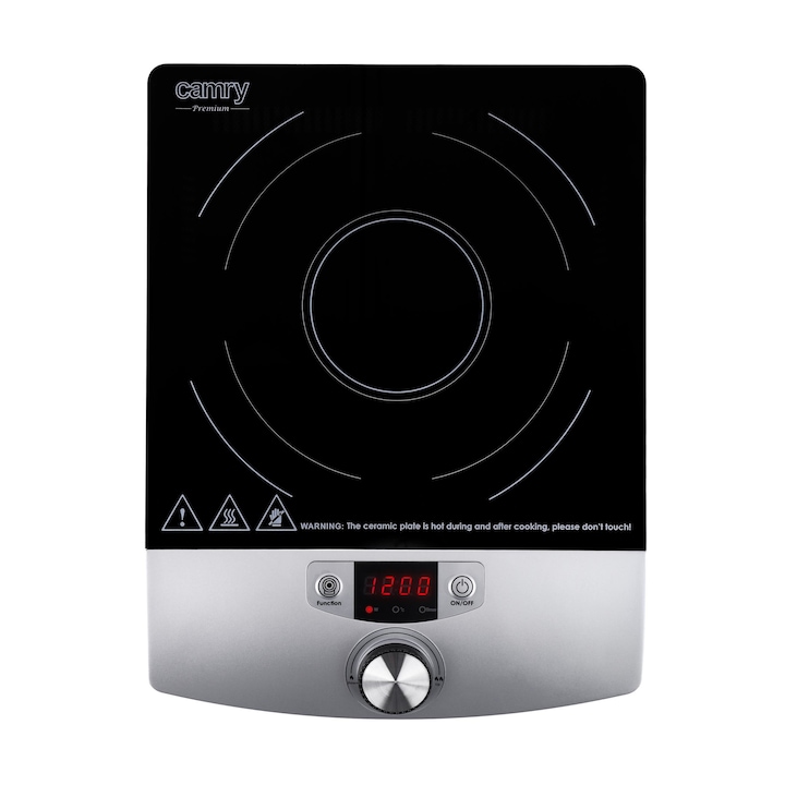 Електрически индукционен котлон Camry CR6515, Една зона за готвене, Таймер, Автоматично спиране, Контрол на температурата 60-240 градуса, 2000W, Черен