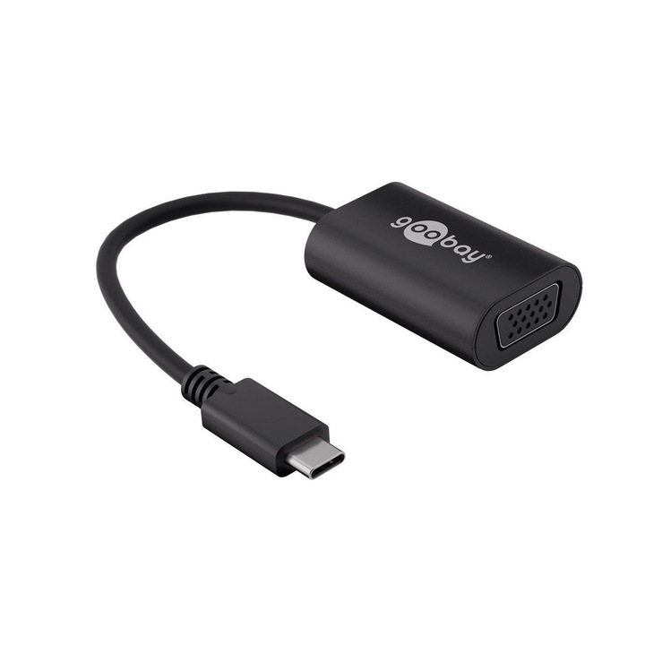 Cablu adaptor, convertor USB C la VGA, tata-mama, 0.2m, FULL HD, Goobay