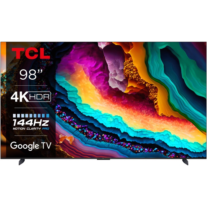 Телевизор TCL LED 98P745, 98" (248 см), Smart Google TV, 4K Ultra HD, 100 Hz, Клас G (Модел 2023)