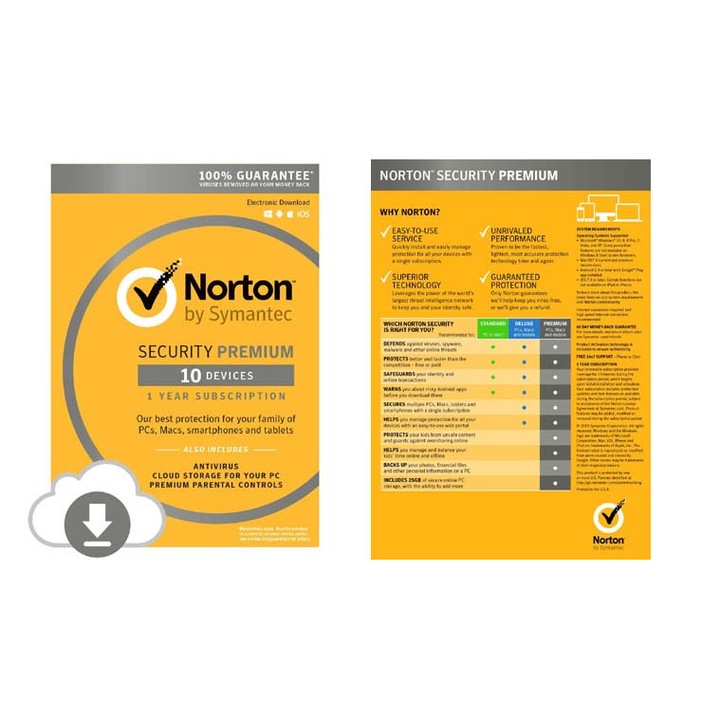 Norton Security Premium - 10 calculatoare (licenta)