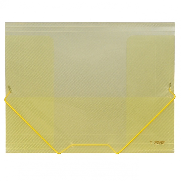 Mapa plastic A4 semitransparenta cu buzunar si elastic pe colturi, US-4161-Y