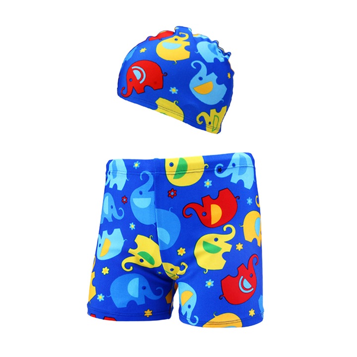 Set pantaloni de baie pentru baieti cu casca asortata, tematica lumea acvatica, EFAYN, Multicolor