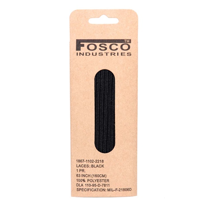 Sireturi, Fosco Industries, Poliester, 160 cm, Negru