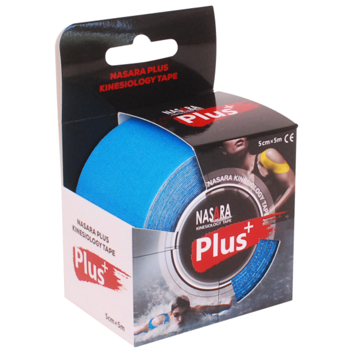 Banda Kineziologica NASARA® Plus Kinesiology Tape 5mx5cm albastru