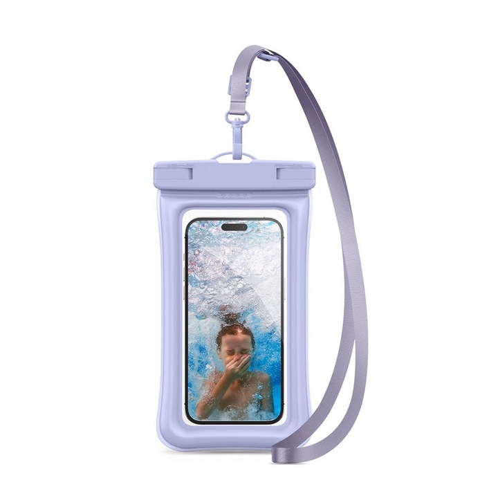 Водоустойчив и снегоустойчив подводен калъф за телефон, съвместим с модели на Apple iPhone, до 6,9', лилав