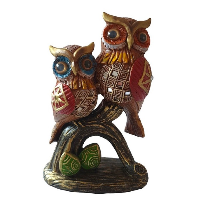 Dekoratív figura, Baglyok, Többszínű, 17 cm, XD4022A