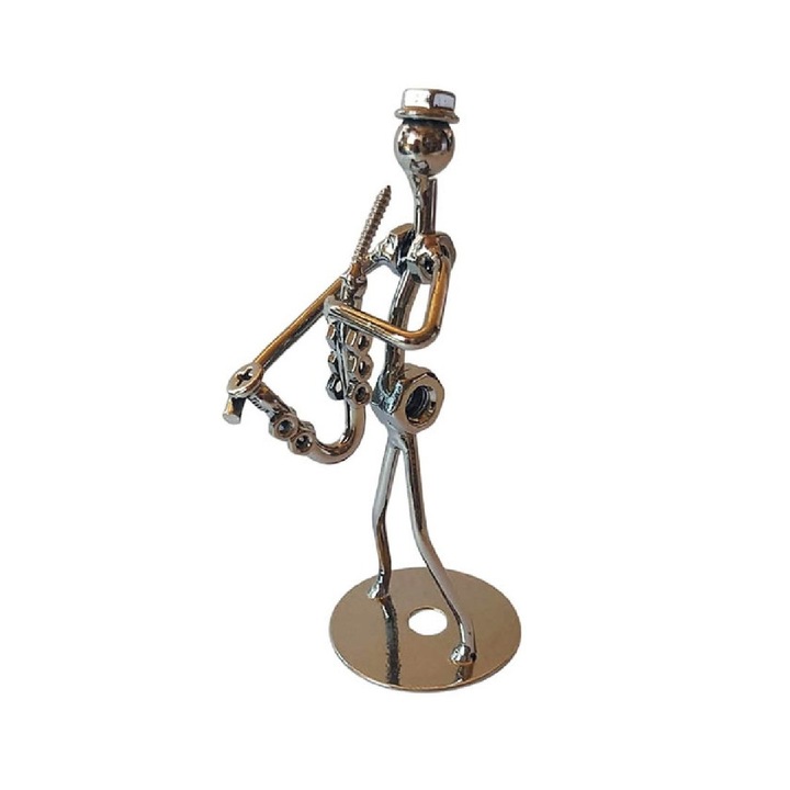 Ornament decorativ, Muzicant din metal, Nergu, 13 cm, 356XD-3