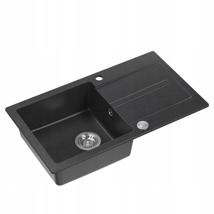 Set chiuveta bucatarie, MyQ, Granit, 77 x 42 cm, Negru