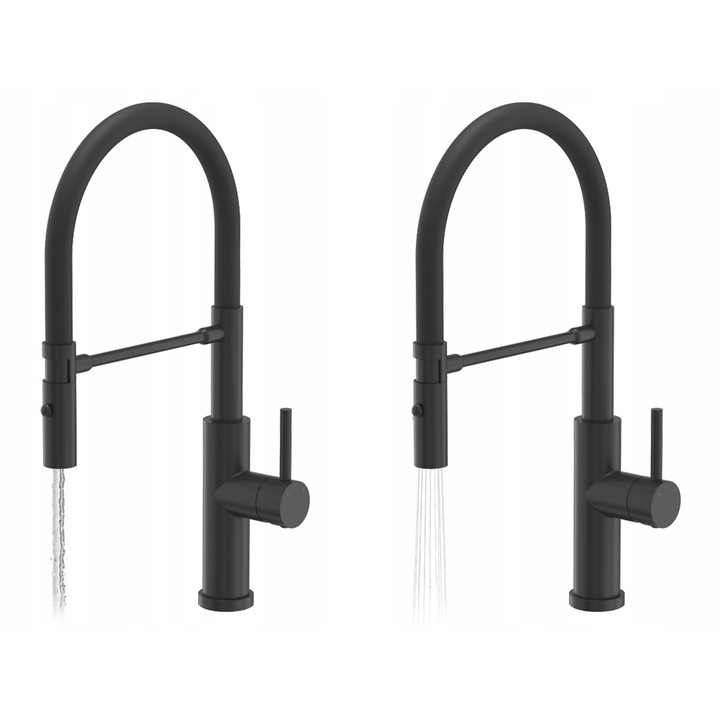 Смесител за кухня, MyQ, стомана, 46 см, черен