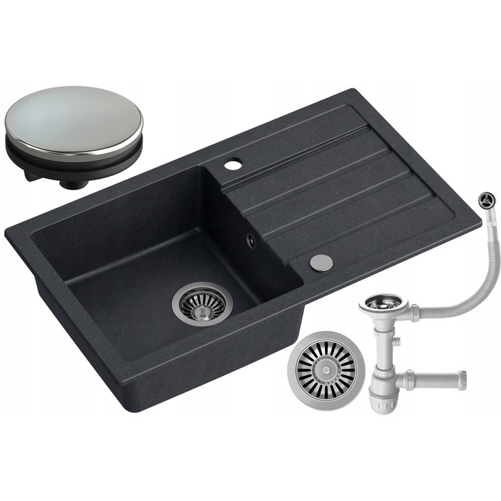 Chiuveta de bucatarie myQ myGranite SEUL 11, granit negru, 77x44 cm