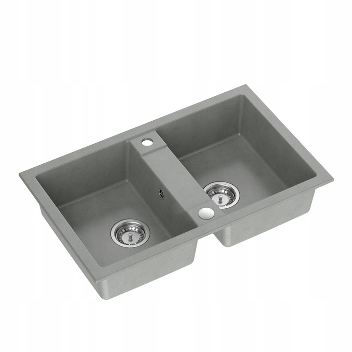 Chiuveta MANILA din granit cu 2 cuve, MyQ, Gri, 78x48 cm