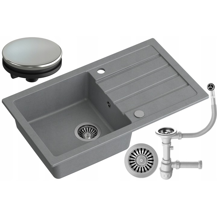 Chiuveta de bucatarie myQ myGranite SEUL 11, granit gri 77 x 44 cm