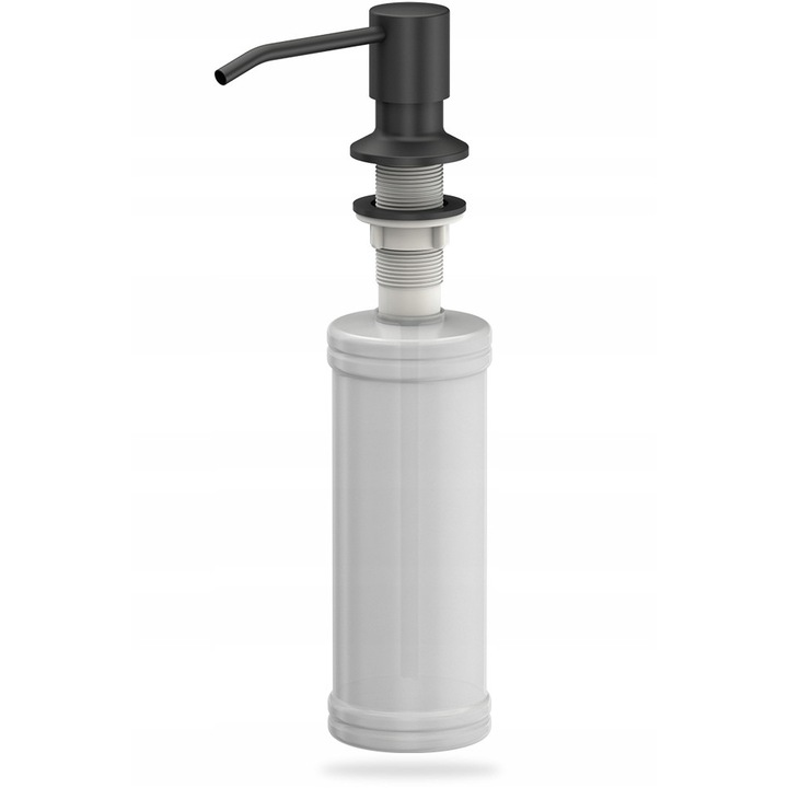 MyQ Dozator chiuveta pentru sapun lichid de spalat vase, negru mat, usor de instalat, 320 ml
