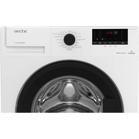 Masina de spalat rufe Arctic AB101422XLWB, 10 Kg, 1400 RPM, Motor Silent Inverter, ExtraSteam, Fast+, Display digital, Add-In, Clasa B Alb