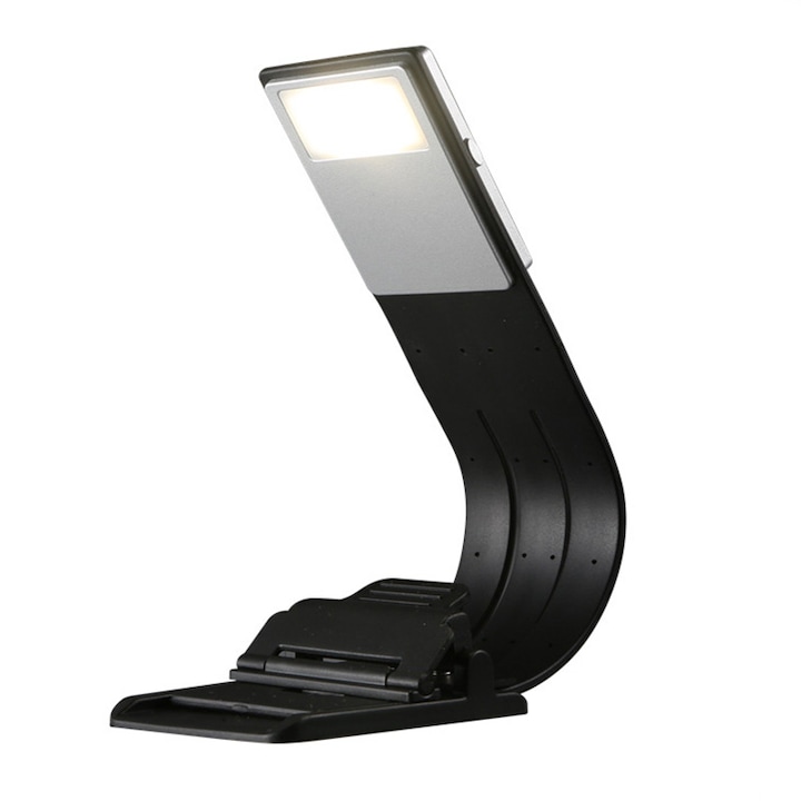 Asztali lámpa LED-es könyvjelzővel, YWX, Összecsukható, Mágneses, Szemvédelem, 3 színhőmérséklet, USB töltés, Anyaga Műanyag, Fekete